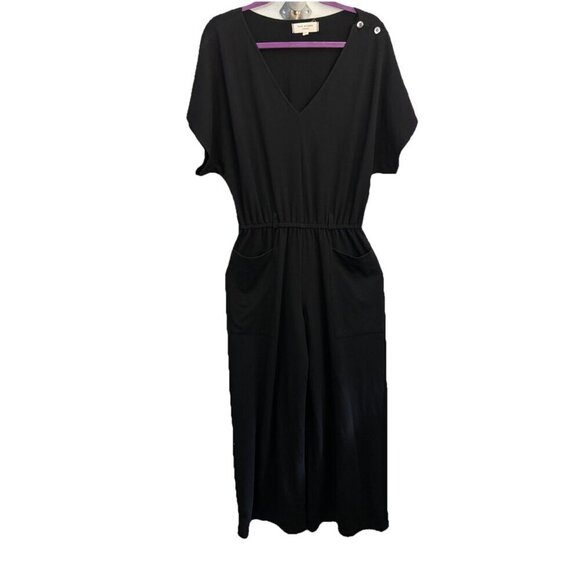 Max Studio Wide Leg Jumpsuit Short Sleeve Knit Stretchy Size Medium - Picture 1 of 15